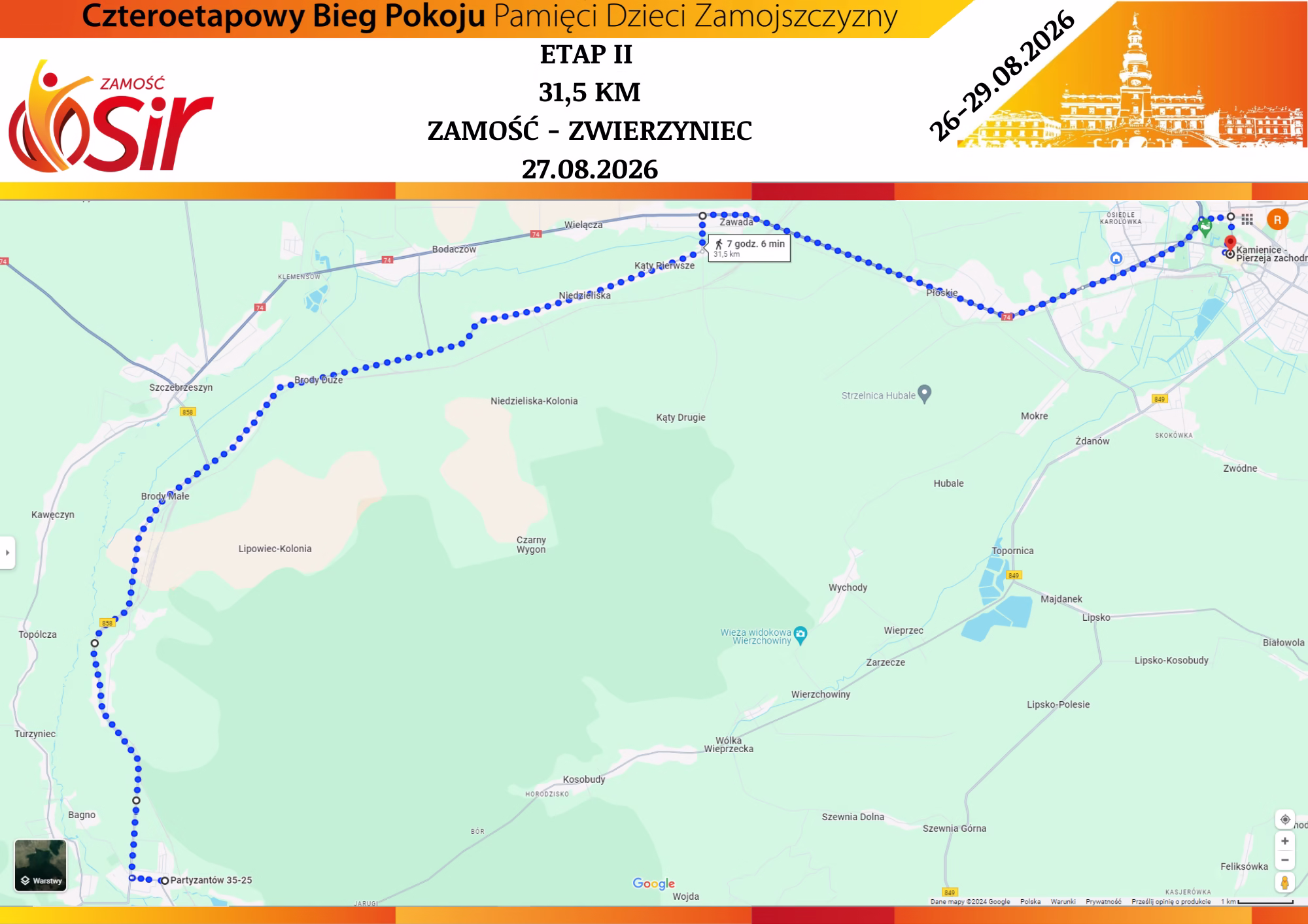 37 Czteroetapowy Bieg Pokoju Pamięci Dzieci Zamojszczyzny